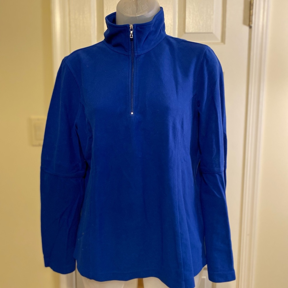 Lands End - Woman’s royal blue soft texture fleece pullover, Size: M - Picture 2 of 6
